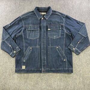 Vintage Enyce Button Up Front Pockets Blue Denim Jacket Mens XXL Chore Utility